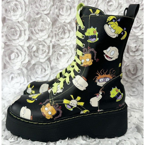 NWOB Nickelodeon RUGRATS Size 9 Dolls Kill ”All Growed Up” Printed Combat Boots - Picture 3 of 12